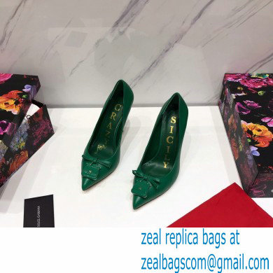 Dolce  &  Gabbana Thin Heel 10.5cm Leather Sicily Pumps Green 2021